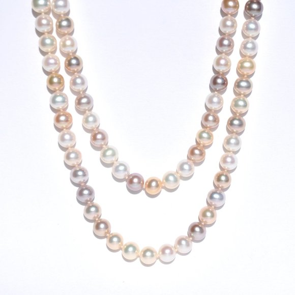 Multicolor Opera Length Pearl Knotted Layered Necklace - Picture 2 of 3